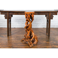 Chinese Vintage Pedestal Made from a Tree Root with Natural Lacquer Finish