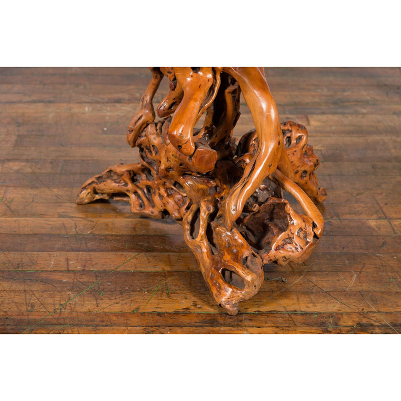 Chinese Vintage Pedestal Made from a Tree Root with Natural Lacquer Finish-YN3802-14. Asian & Chinese Furniture, Art, Antiques, Vintage Home Décor for sale at FEA Home