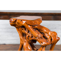 Chinese Vintage Pedestal Made from a Tree Root with Natural Lacquer Finish