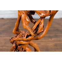 Chinese Vintage Pedestal Made from a Tree Root with Natural Lacquer Finish