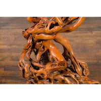 Chinese Vintage Pedestal Made from a Tree Root with Natural Lacquer Finish