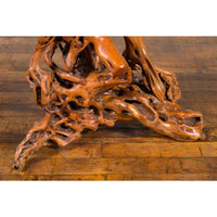 Chinese Vintage Pedestal Made from a Tree Root with Natural Lacquer Finish