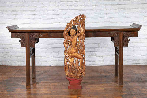 19th Century Burmese Carved Giltwood Fragment Depicting a Dancer with Foliage-YN3836-3. Asian & Chinese Furniture, Art, Antiques, Vintage Home Décor for sale at FEA Home