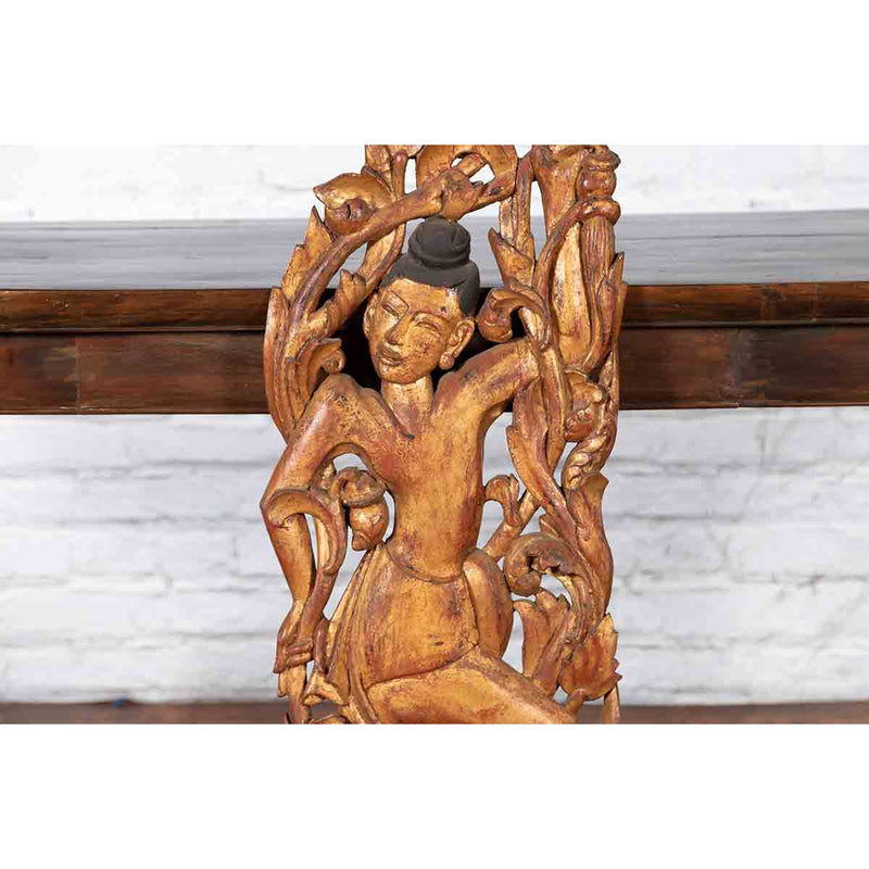 19th Century Burmese Carved Giltwood Fragment Depicting a Dancer with Foliage-YN3836-6. Asian & Chinese Furniture, Art, Antiques, Vintage Home Décor for sale at FEA Home