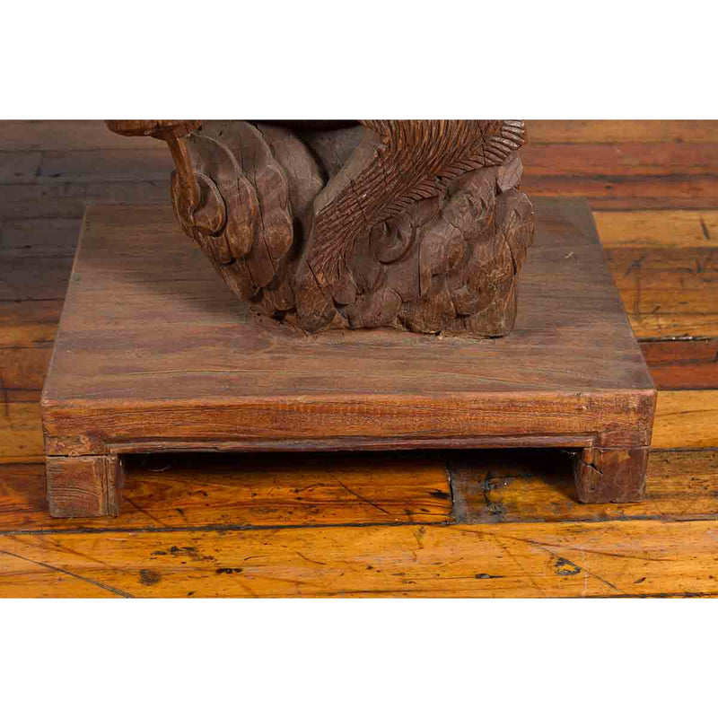 Pair of Chinese 19th Century Hand Carved Wooden Temple Corbels with Warriors-YN3837-9. Asian & Chinese Furniture, Art, Antiques, Vintage Home Décor for sale at FEA Home