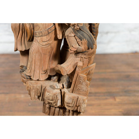 Chinese Qing Dynasty Hand-Carved Wooden Temple Corbel with Detailed Figures-YN3839-10. Asian & Chinese Furniture, Art, Antiques, Vintage Home Décor for sale at FEA Home