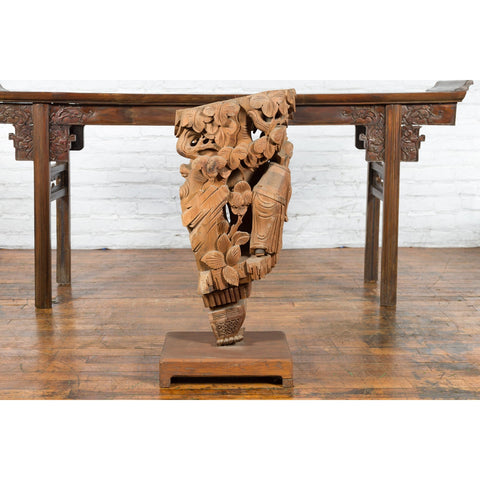 Chinese Qing Dynasty Hand-Carved Wooden Temple Corbel with Detailed Figures-YN3839-14. Asian & Chinese Furniture, Art, Antiques, Vintage Home Décor for sale at FEA Home
