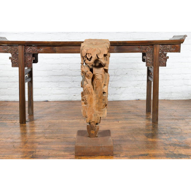 Chinese Qing Dynasty Hand-Carved Wooden Temple Corbel with Detailed Figures-YN3839-15. Asian & Chinese Furniture, Art, Antiques, Vintage Home Décor for sale at FEA Home