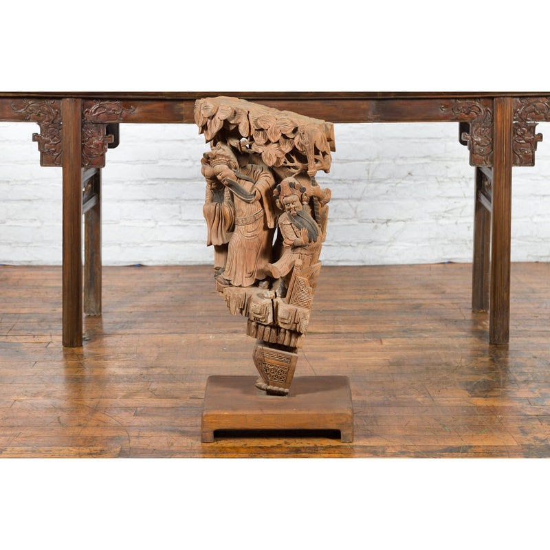Chinese Qing Dynasty Hand-Carved Wooden Temple Corbel with Detailed Figures-YN3839-2. Asian & Chinese Furniture, Art, Antiques, Vintage Home Décor for sale at FEA Home