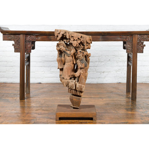 Chinese Qing Dynasty Hand-Carved Wooden Temple Corbel with Detailed Figures-YN3839-4. Asian & Chinese Furniture, Art, Antiques, Vintage Home Décor for sale at FEA Home