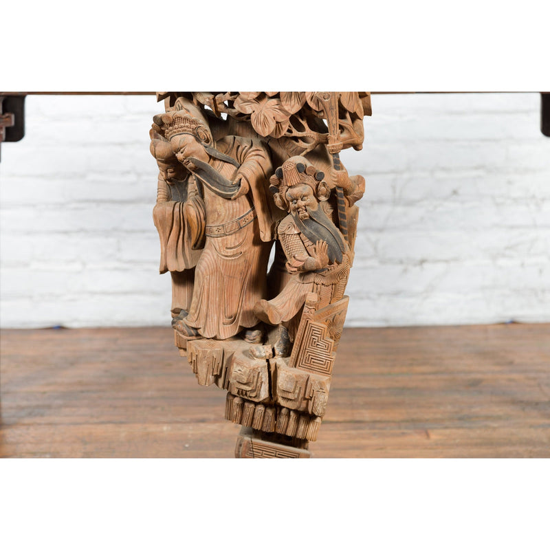 Chinese Qing Dynasty Hand-Carved Wooden Temple Corbel with Detailed Figures-YN3839-6. Asian & Chinese Furniture, Art, Antiques, Vintage Home Décor for sale at FEA Home
