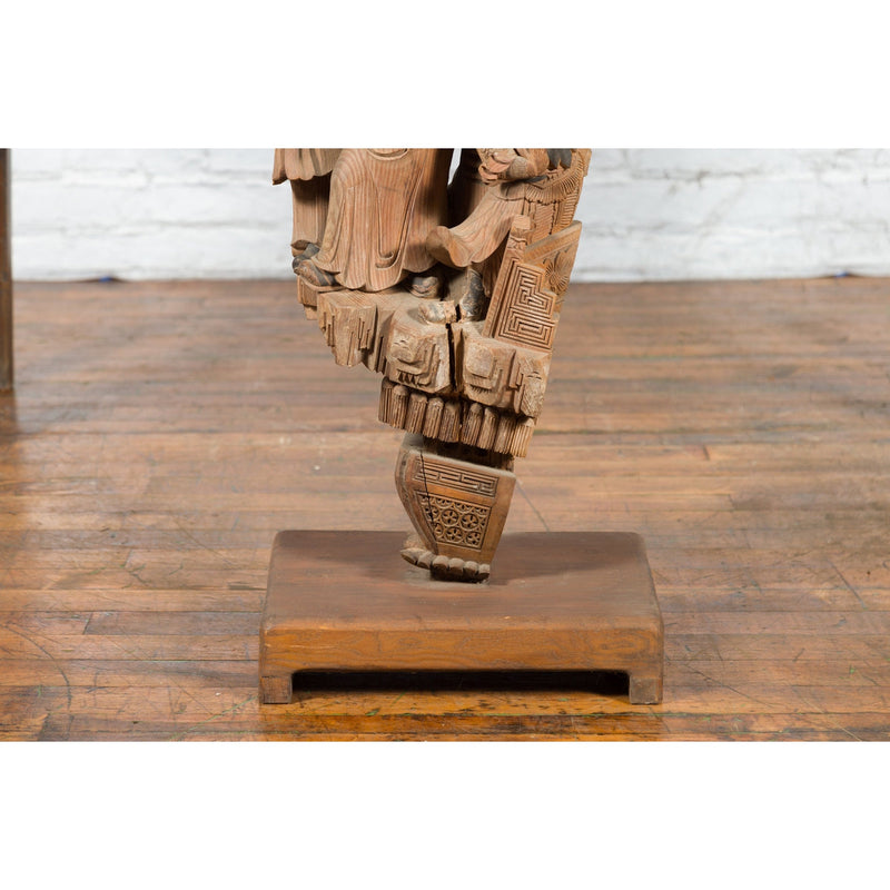 Chinese Qing Dynasty Hand-Carved Wooden Temple Corbel with Detailed Figures-YN3839-7. Asian & Chinese Furniture, Art, Antiques, Vintage Home Décor for sale at FEA Home