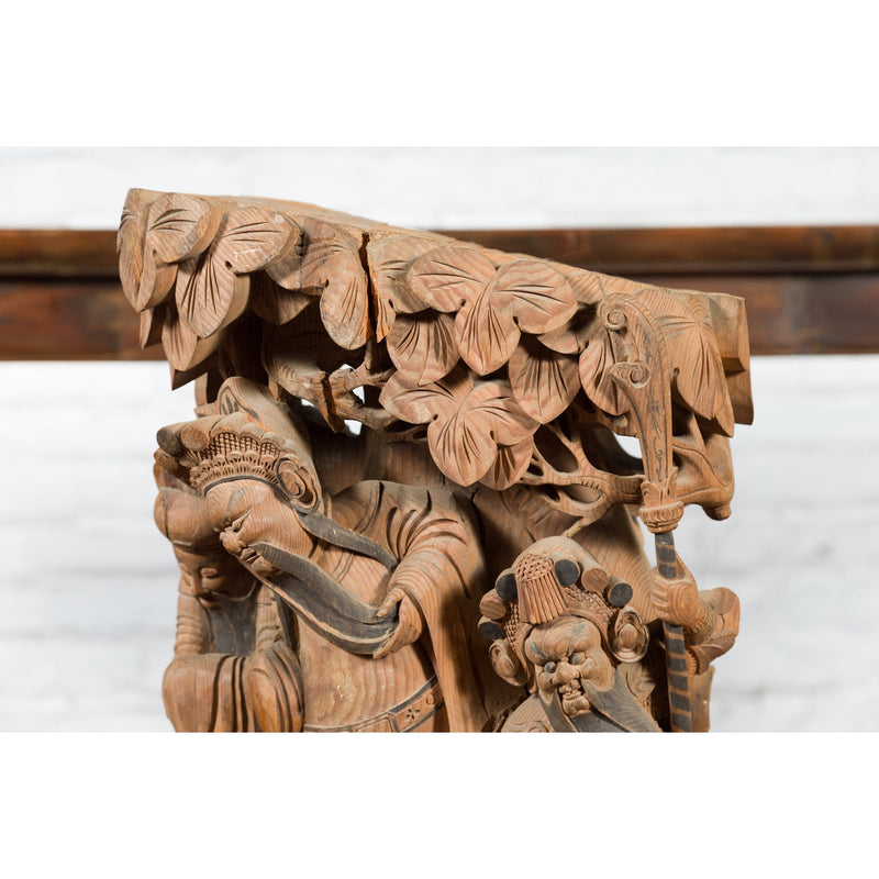 Chinese Qing Dynasty Hand-Carved Wooden Temple Corbel with Detailed Figures-YN3839-8. Asian & Chinese Furniture, Art, Antiques, Vintage Home Décor for sale at FEA Home