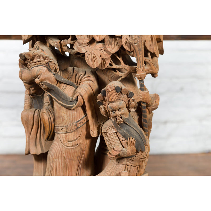 Chinese Qing Dynasty Hand-Carved Wooden Temple Corbel with Detailed Figures-YN3839-9. Asian & Chinese Furniture, Art, Antiques, Vintage Home Décor for sale at FEA Home