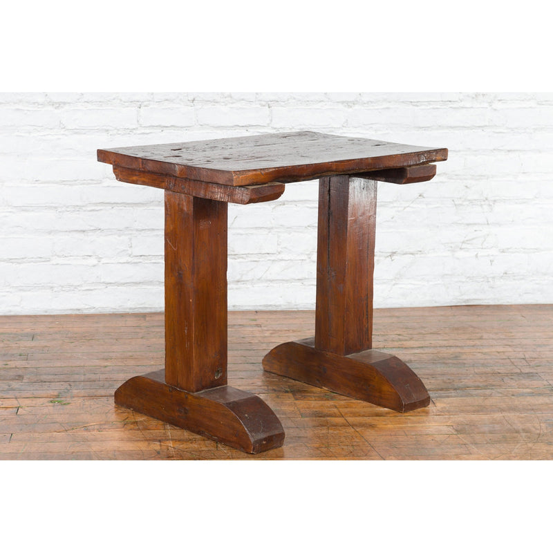 Indonesian 19th Century Wine Tasting Table with Rustic Appearance, Trestle Base - Antique Chinese and Vintage Asian Furniture for Sale at FEA Home