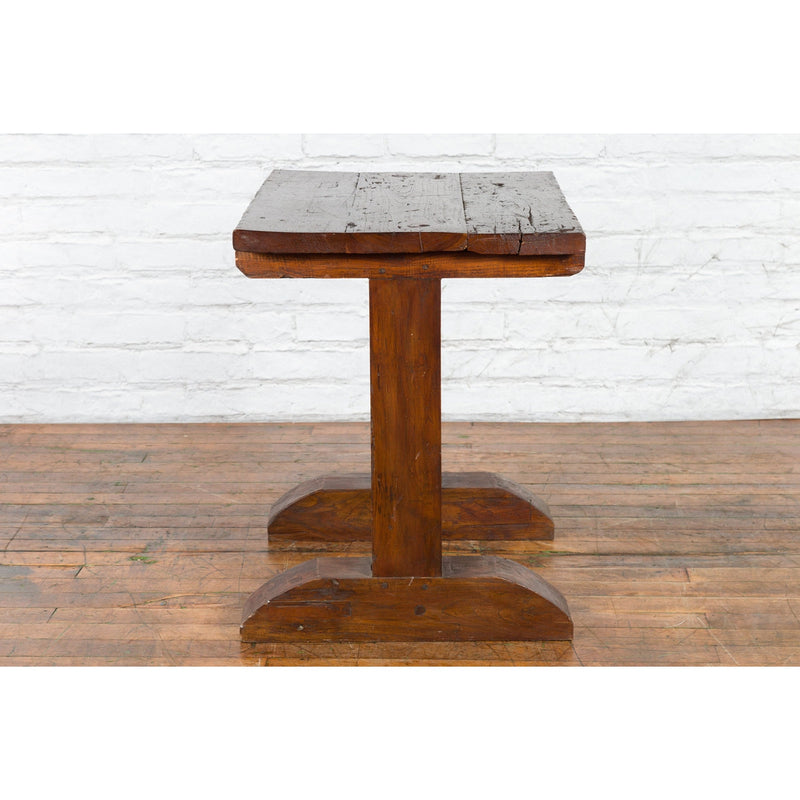 Indonesian 19th Century Wine Tasting Table with Rustic Appearance, Trestle Base - Antique Chinese and Vintage Asian Furniture for Sale at FEA Home