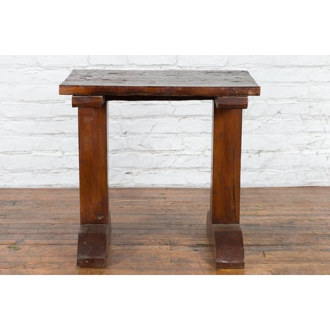 Indonesian 19th Century Wine Tasting Table with Rustic Appearance, Trestle Base - Antique Chinese and Vintage Asian Furniture for Sale at FEA Home