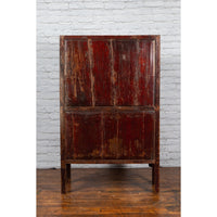 Chinese 19th Century Qing Dynasty Reddish Brown Lacquer Display Cabinet - Antique Chinese and Vintage Asian Furniture for Sale at FEA Home