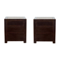 Pair of Antique Chinese Black Lacquer Bedside Cabinets with Ming Dynasty Tops
