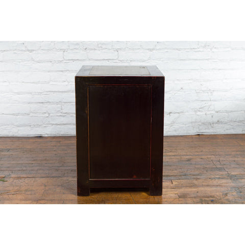 Pair of Antique Chinese Black Lacquer Bedside Cabinets with Ming Dynasty Tops-10. Asian & Chinese Furniture, Art, Antiques, Vintage Home Décor for sale at FEA Home