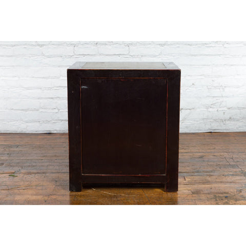 Pair of Antique Chinese Black Lacquer Bedside Cabinets with Ming Dynasty Tops-11. Asian & Chinese Furniture, Art, Antiques, Vintage Home Décor for sale at FEA Home