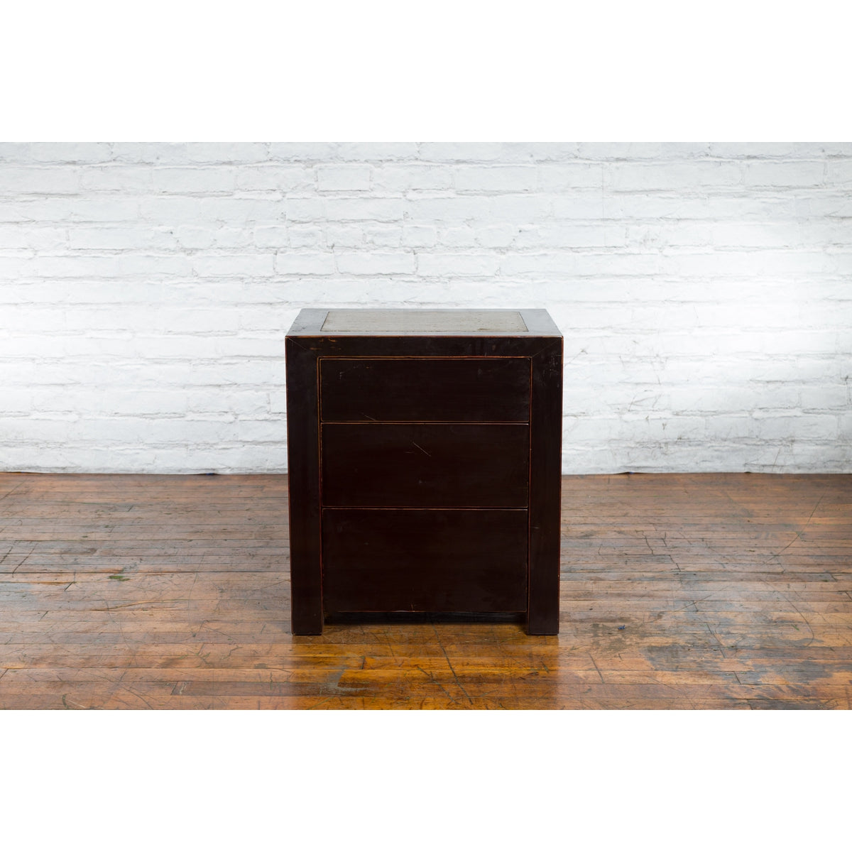Pair of Antique Chinese Black Lacquer Bedside Cabinets with Ming Dynasty Tops-7. Asian &amp; Chinese Furniture, Art, Antiques, Vintage Home Décor for sale at FEA Home