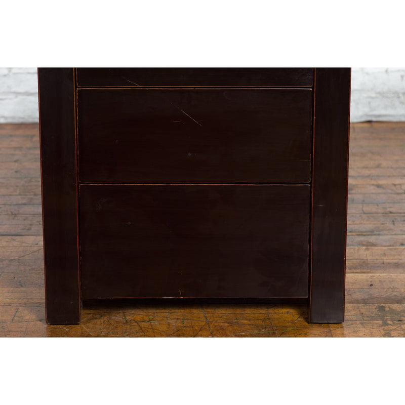 Pair of Antique Chinese Black Lacquer Bedside Cabinets with Ming Dynasty Tops-9. Asian & Chinese Furniture, Art, Antiques, Vintage Home Décor for sale at FEA Home