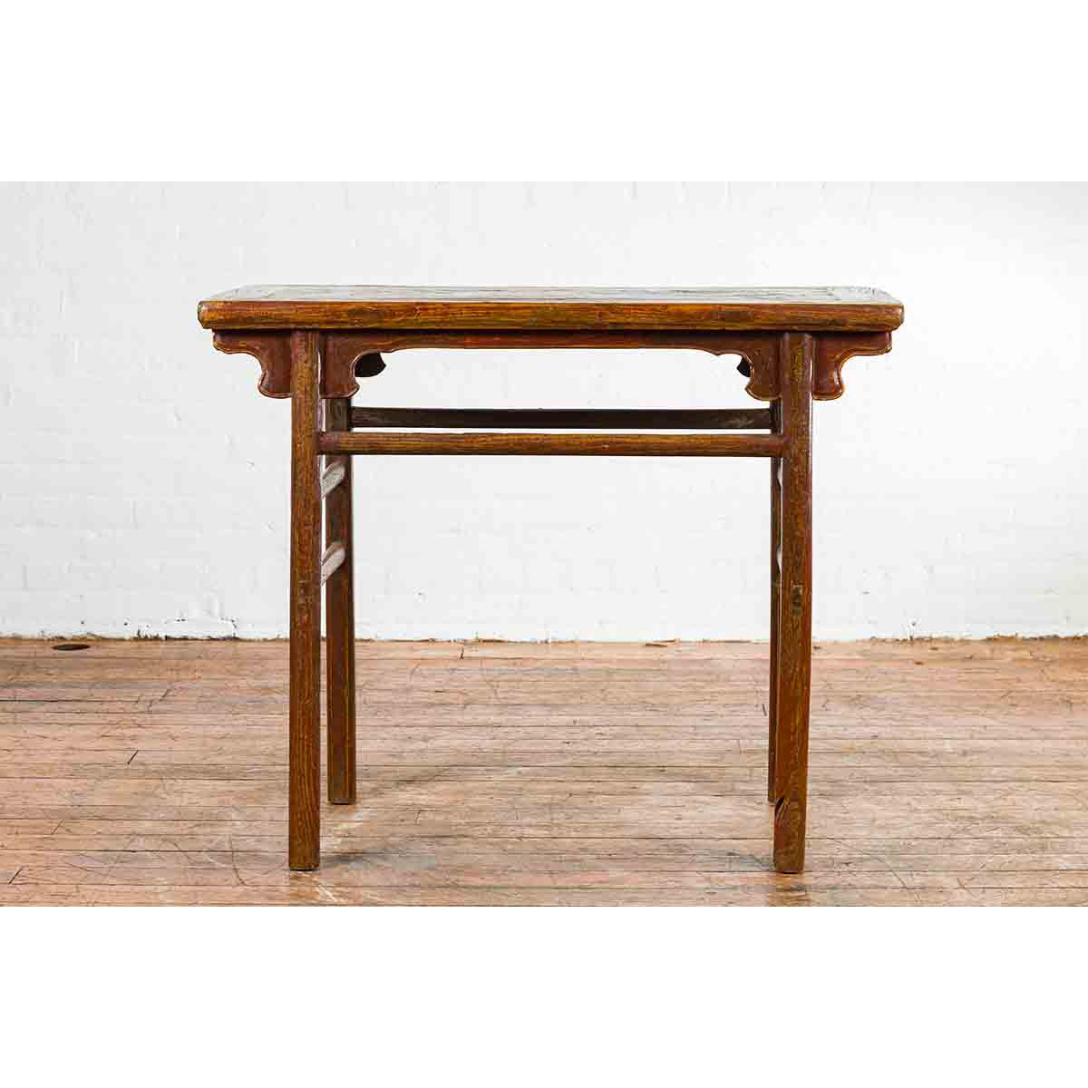 Chinese 19th Century Qing Dynasty Period Console Table with Carved Spandrels-5. Asian &amp; Chinese Furniture, Art, Antiques, Vintage Home Décor for sale at FEA Home