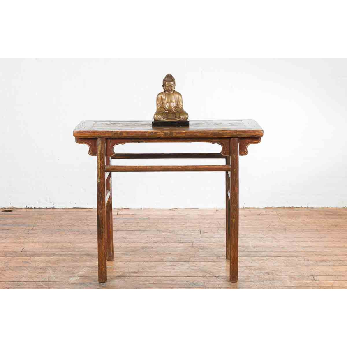 Chinese 19th Century Qing Dynasty Period Console Table with Carved Spandrels-3. Asian &amp; Chinese Furniture, Art, Antiques, Vintage Home Décor for sale at FEA Home