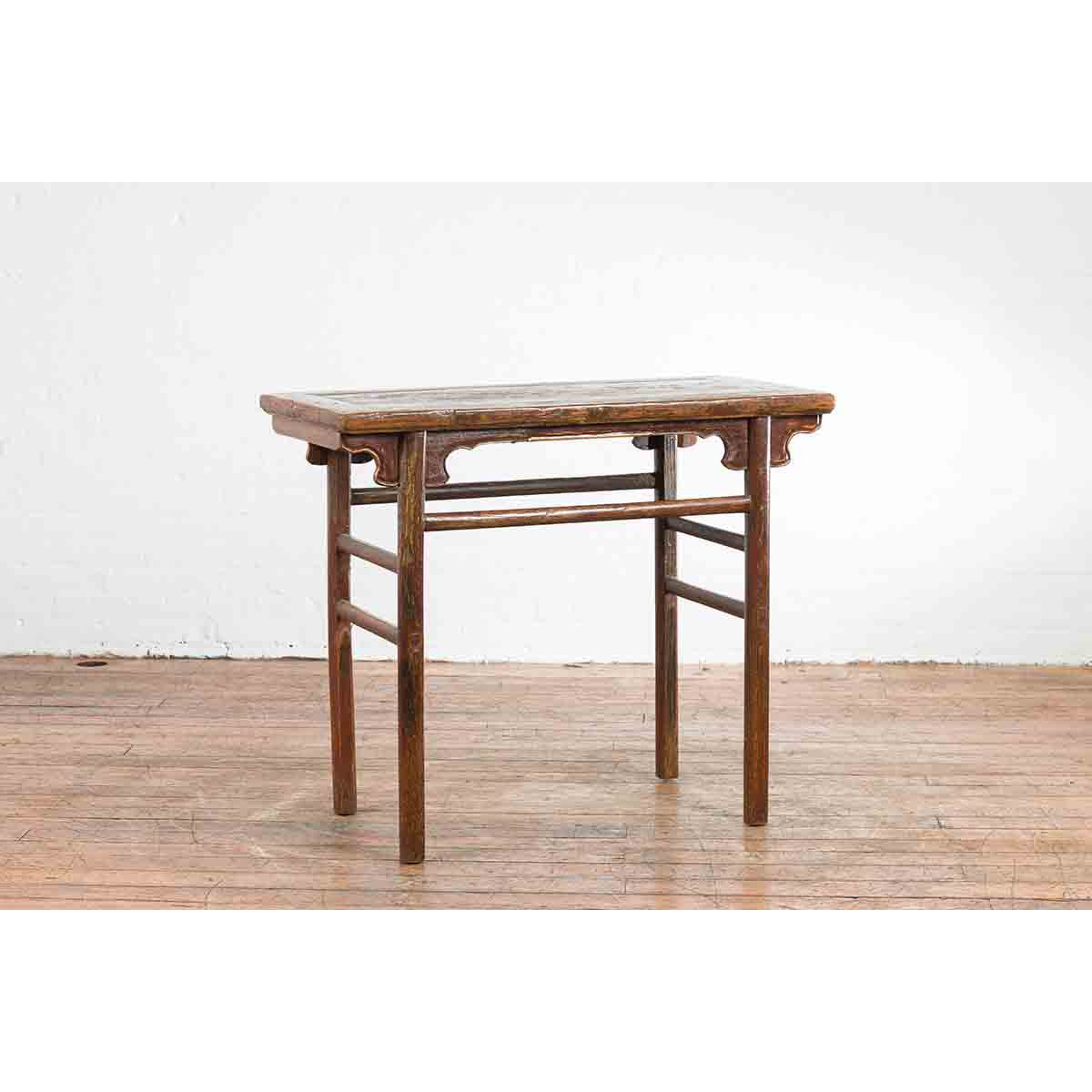 Chinese 19th Century Qing Dynasty Period Console Table with Carved Spandrels-4. Asian &amp; Chinese Furniture, Art, Antiques, Vintage Home Décor for sale at FEA Home