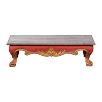 Indonesian Vintage Rococo Style Red and Gold Low Table with Ball-and-claw Feet- Asian Antiques, Vintage Home Decor & Chinese Furniture - FEA Home