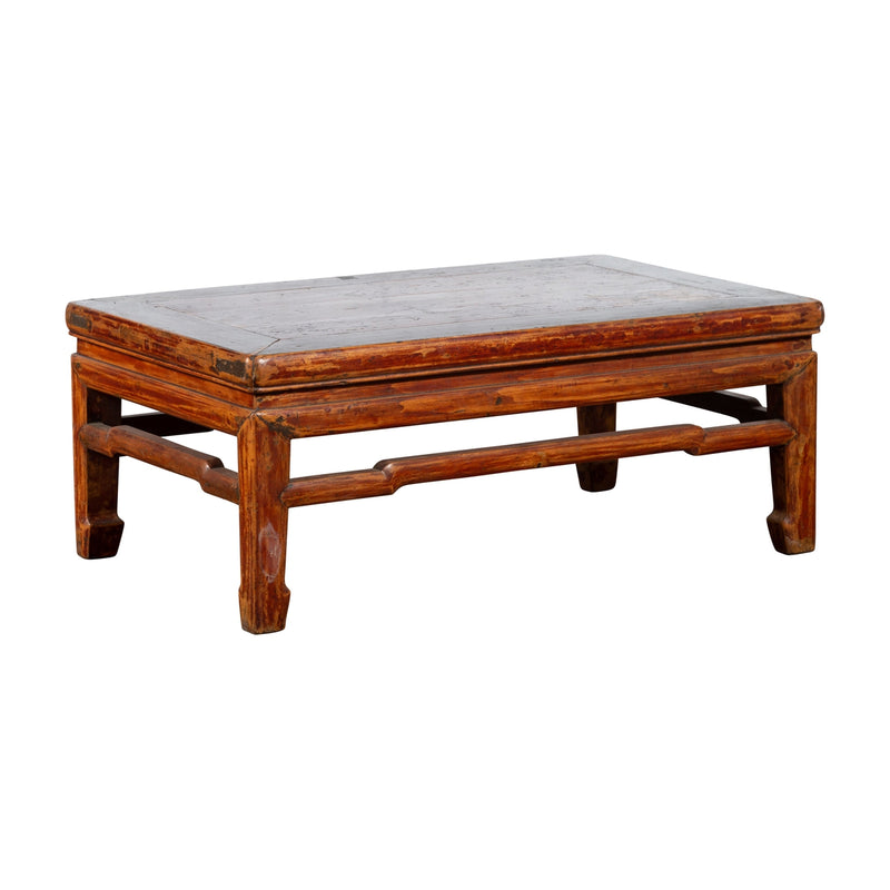 Qing Dynasty 19th Century Low Distressed Side Table with Humpback Stretchers-1. Asian & Chinese Furniture, Art, Antiques, Vintage Home Décor for sale at FEA Home