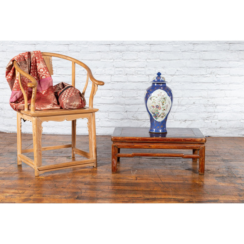 Qing Dynasty 19th Century Low Distressed Side Table with Humpback Stretchers-2. Asian & Chinese Furniture, Art, Antiques, Vintage Home Décor for sale at FEA Home