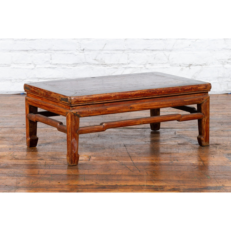 Qing Dynasty 19th Century Low Distressed Side Table with Humpback Stretchers-3. Asian & Chinese Furniture, Art, Antiques, Vintage Home Décor for sale at FEA Home