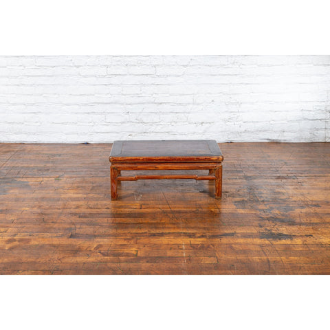 Qing Dynasty 19th Century Low Distressed Side Table with Humpback Stretchers-4. Asian & Chinese Furniture, Art, Antiques, Vintage Home Décor for sale at FEA Home