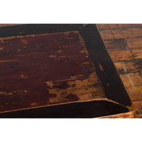 Qing Dynasty 19th Century Low Distressed Side Table with Humpback Stretchers