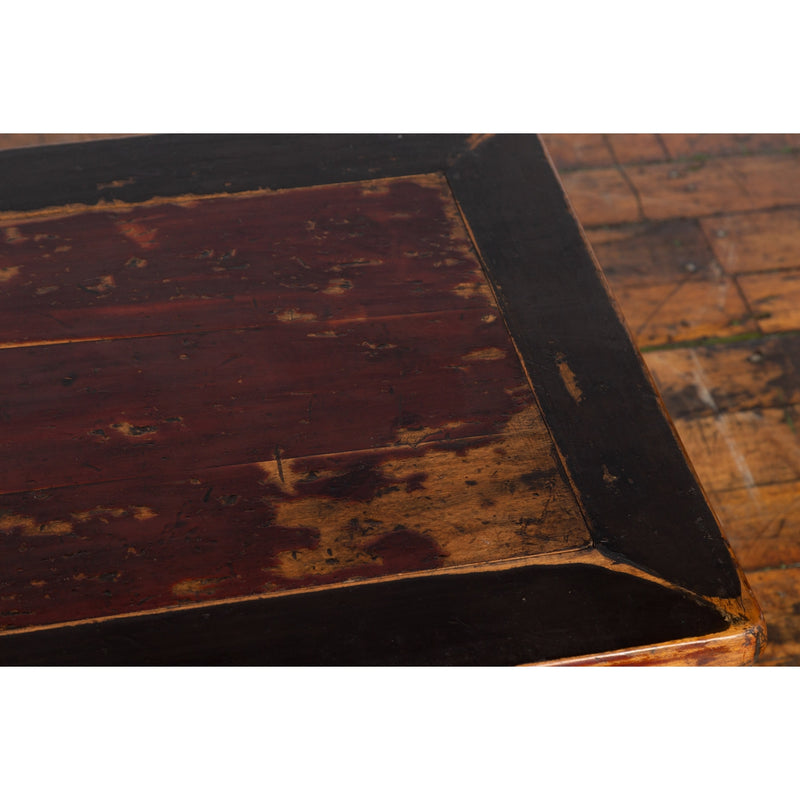 Qing Dynasty 19th Century Low Distressed Side Table with Humpback Stretchers-9. Asian & Chinese Furniture, Art, Antiques, Vintage Home Décor for sale at FEA Home