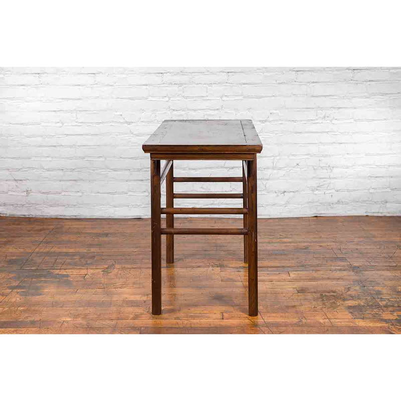 Chinese Early 20th Century Scholar's Altar Console Table with Carved Apron
