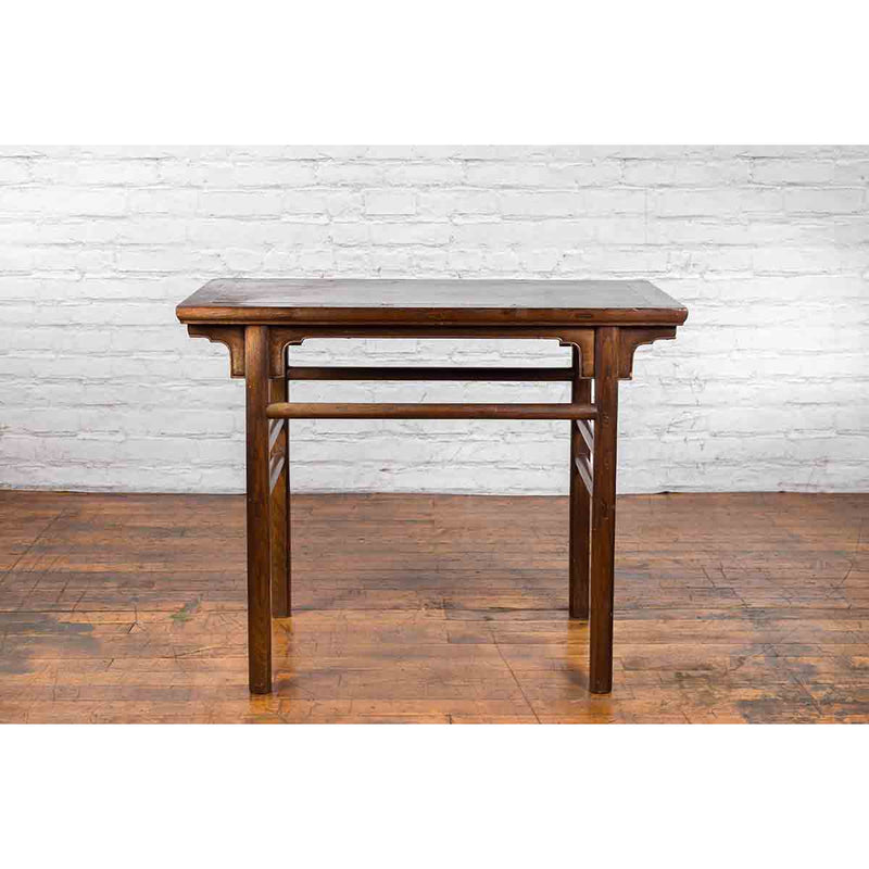 Chinese Early 20th Century Scholar's Altar Console Table with Carved Apron