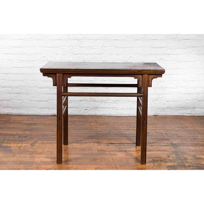 Chinese Early 20th Century Scholar's Altar Console Table with Carved Apron
