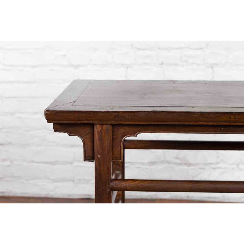 Chinese Early 20th Century Scholar's Altar Console Table with Carved Apron