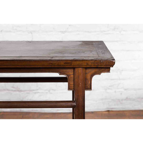 Chinese Early 20th Century Scholar's Altar Console Table with Carved Apron