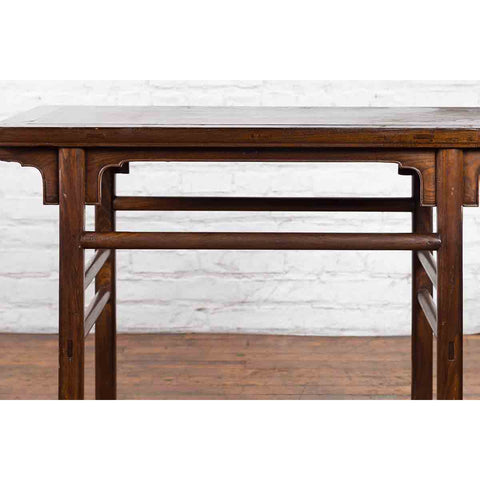 Chinese Early 20th Century Scholar's Altar Console Table with Carved Apron