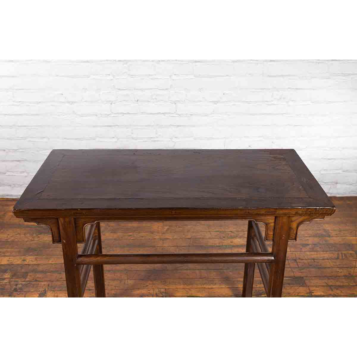 Chinese Early 20th Century Scholar&#39;s Altar Console Table with Carved Apron-11. Asian &amp; Chinese Furniture, Art, Antiques, Vintage Home Décor for sale at FEA Home