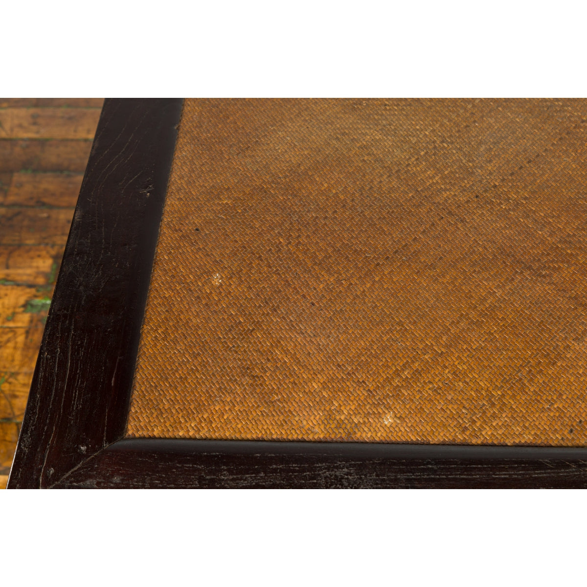 Chinese Early 20th Century Dark Brown Elm Coffee Table with Rattan Inset Top-7. Asian &amp; Chinese Furniture, Art, Antiques, Vintage Home Décor for sale at FEA Home