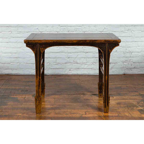 Early 20th Century Chinese Hand-Carved Altar Table with Distressed Patina-YN4009-7. Asian & Chinese Furniture, Art, Antiques, Vintage Home Décor for sale at FEA Home
