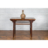 Chinese Qing Dynasty 19th Century Altar Console Table with Carved Apron