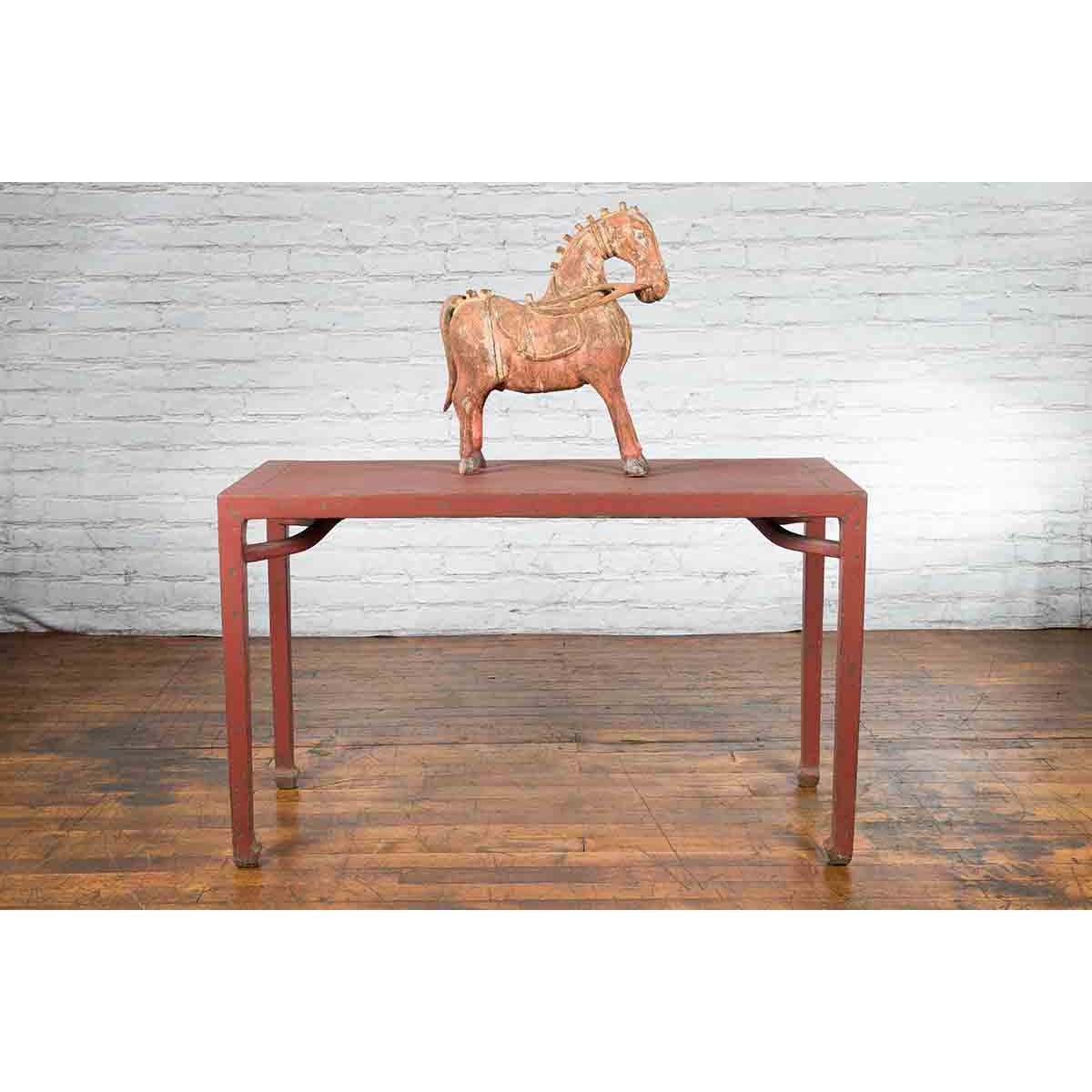 Chinese Qing Dynasty 19th Century Yumu Wood Wine Table with Original Red Lacquer-2. Asian & Chinese Furniture, Art, Antiques, Vintage Home Décor for sale at FEA Home