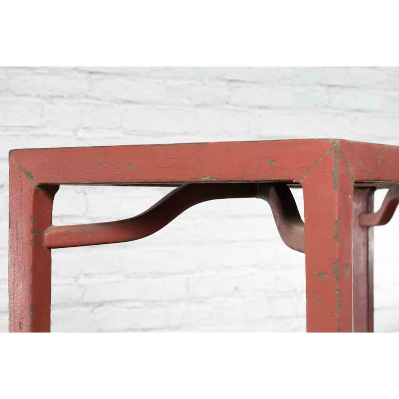 Chinese Qing Dynasty 19th Century Yumu Wood Wine Table with Original Red Lacquer-YN4046-15. Asian & Chinese Furniture, Art, Antiques, Vintage Home Décor for sale at FEA Home