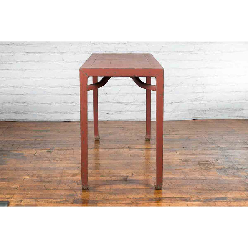 Chinese Qing Dynasty 19th Century Yumu Wood Wine Table with Original Red Lacquer-YN4046-16. Asian & Chinese Furniture, Art, Antiques, Vintage Home Décor for sale at FEA Home